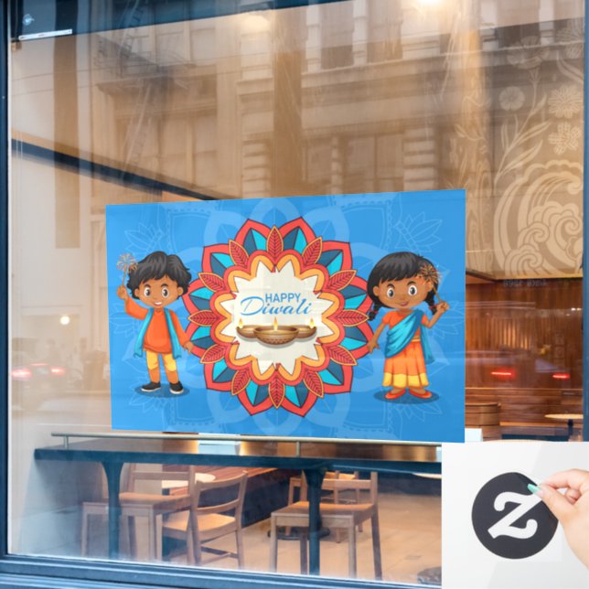 Vinilos Para Cristales Cling de ventana de Diwali (Ventana de cafetería)