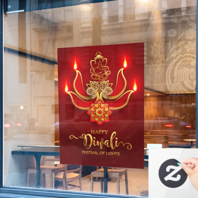 Vinilos Para Cristales Cling de ventana de Diwali (Ventana de cafetería)