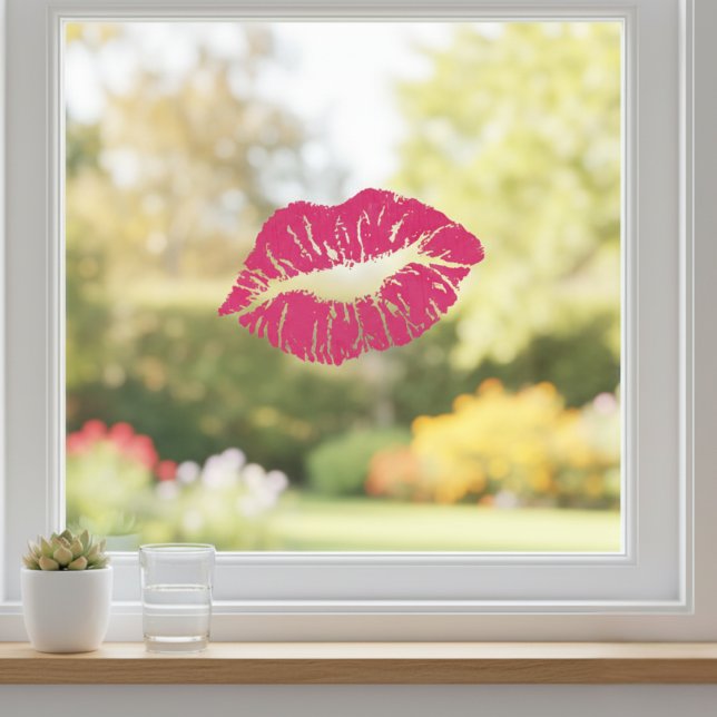 Vinilos Para Cristales Cling de ventana de los labios rosas (Pink Lips Window Cling)
