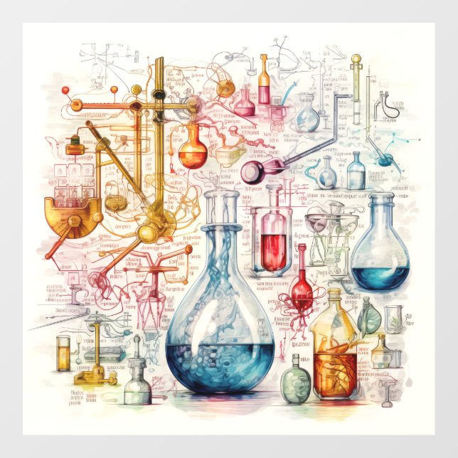 Vinilos Para Cristales Cling de ventana de papel de química (Hoja)