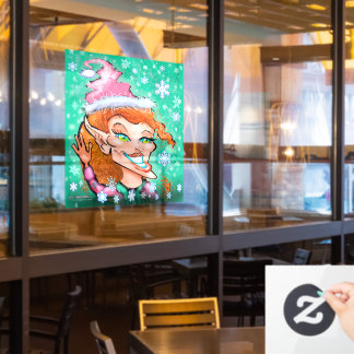 Vinilos Para Cristales Cling de ventana Elf de navidades