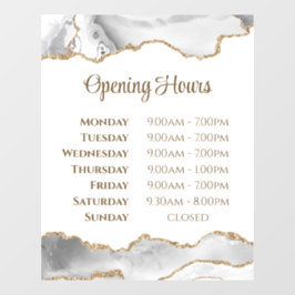 Vinilos Para Cristales Cling de ventana Horas de apertura de Agante Blanc