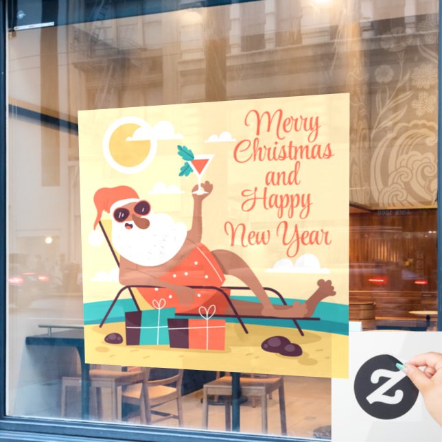 Vinilos Para Cristales Cling Tropical Santa Window (Ventana de cafetería)