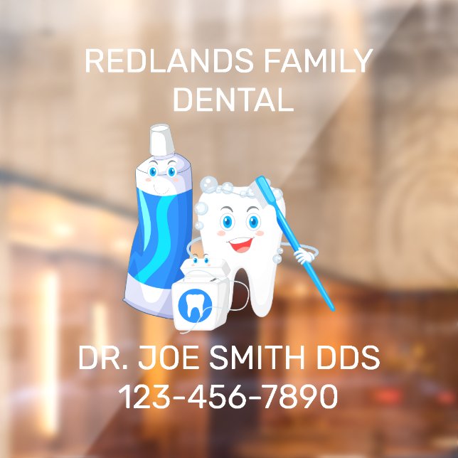 Vinilos Para Cristales Clínica dental personalizar Dental feliz Dentista  (Hoja 2)