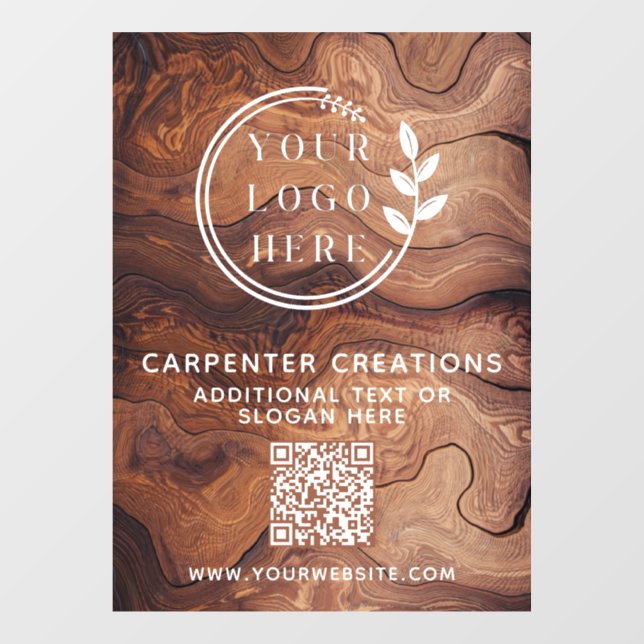 Vinilos Para Cristales Cód. QR con el logotipo de carpintería de madera m (Hoja)