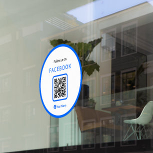 Vinilos Para Cristales Código QR azul de 12" Sigue en Facebook