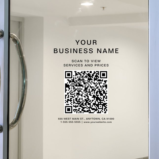 Vinilos Para Cristales Código QR de conexión de escaneo comercial (Business Scan To Connect QR Code Window Cling)