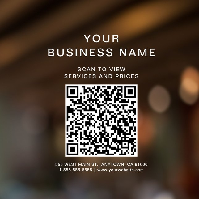 Vinilos Para Cristales Código QR de conexión de escaneo comercial con let (Business Scan To Connect QR Code White Lettering Window Cling)