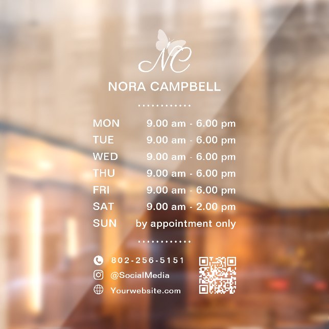 Vinilos Para Cristales Código QR de Horario de Apertura de Negocio Iconos (Hoja 2)