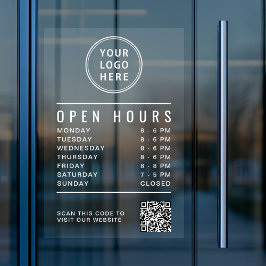 Vinilos Para Cristales Código QR de Horario de Apertura Logotipo de Negoc