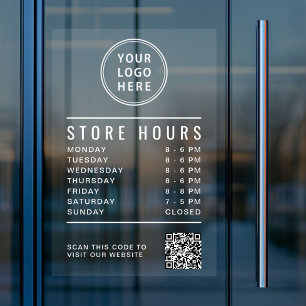Vinilos Para Cristales Código QR de Horario de Tienda Logotipo Empresaria