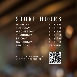 Vinilos Para Cristales Código QR de Horarios de Tienda