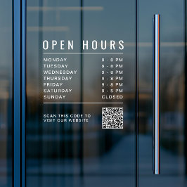 Vinilos Para Cristales Código QR de Horas de Apertura de Negocio