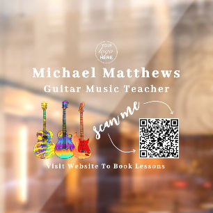 Vinilos Para Cristales Código QR de Lecciones de Música de Profesor de Gu
