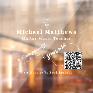 Vinilos Para Cristales Código QR de Lecciones de Música de Profesor de Gu