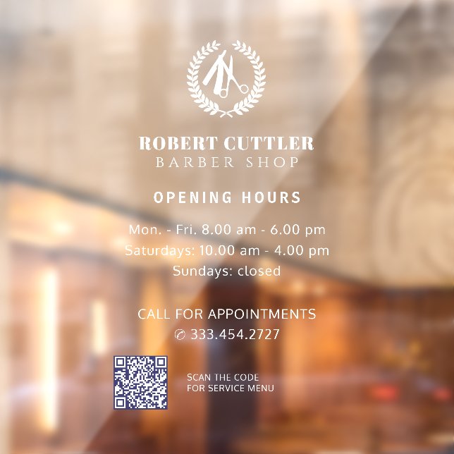 Vinilos Para Cristales Código QR de logotipo personalizado de horario de  (Hoja 2)