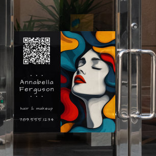 Vinilos Para Cristales Código QR de maquillaje de pelo colorido arte pop