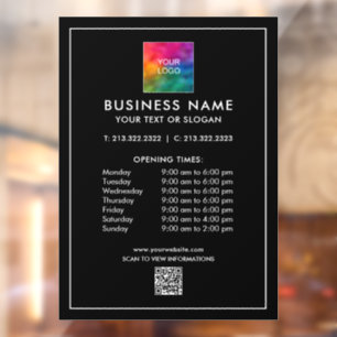 Vinilos Para Cristales Código QR de negocio Logo Horas de apertura Simple