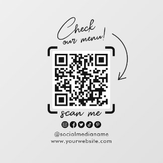 Vinilos Para Cristales Código QR de negocio transparente personalizado pa
