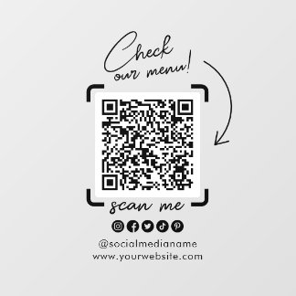 Vinilos Para Cristales Código QR de Negocios Transparente Personalizado p