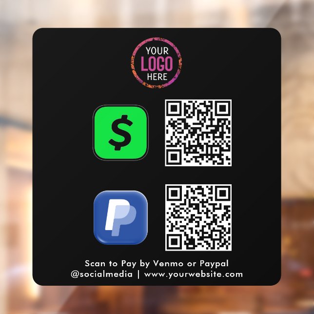 Vinilos Para Cristales Código QR de Pago | CashApp Paypal Escanea para Pa (Hoja 2)