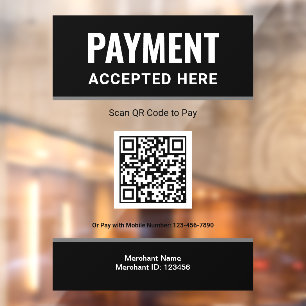 Vinilos Para Cristales Código QR de pago de escaneo negro para pago comer