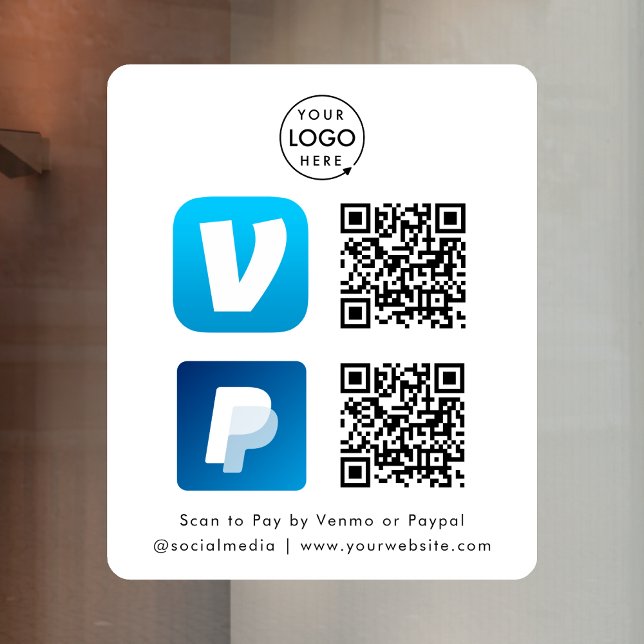 Vinilos Para Cristales Código QR de Pago | Venmo & Paypal Escanea para Pa (Versatile digital payment window cling for sales, retail stores, salons, pop-ups, events & more!)