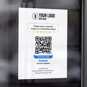 Vinilos Para Cristales Código QR de reseñas de Facebook Califica mi negoc