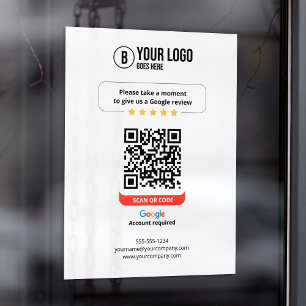 Vinilos Para Cristales Código QR de reseñas de Google Califica mi negocio