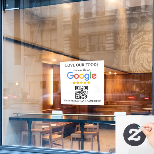 Vinilos Para Cristales Código QR de reseñas de Google para restaurantes (Ventana de cafetería)