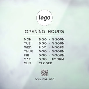 Vinilos Para Cristales Código QR de texto de logotipo simple Horas de ape