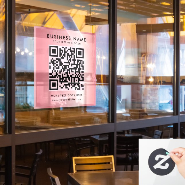Vinilos Para Cristales Código QR de texto personalizado Logo Rose Gold Gl (ventana del restaurante)