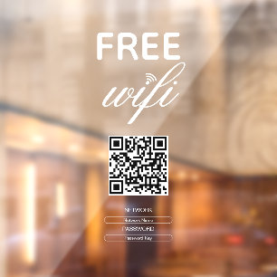 Vinilos Para Cristales Código QR de Wi-Fi gratuito simple de blanco y neg