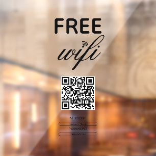 Vinilos Para Cristales Código QR de Wi-Fi gratuito simple de blanco y neg