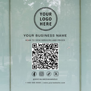 Vinilos Para Cristales Código QR del logotipo de la empresa Redes sociale