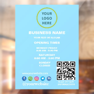 Vinilos Para Cristales Código QR del logotipo de negocio de horas abierta