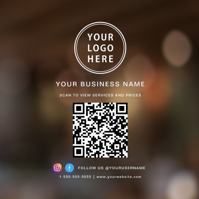 Vinilos Para Cristales Código QR del logotipo empresarial (Business Logo QR Code Window Cling)