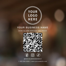 Vinilos Para Cristales Código QR del logotipo empresarial con letras blan