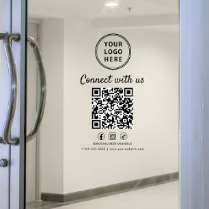 Vinilos Para Cristales Código QR del logotipo empresarial Conéctate con n