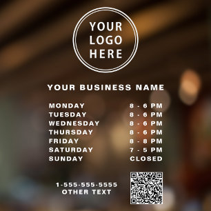 Vinilos Para Cristales Código QR del logotipo empresarial Horas Blanco