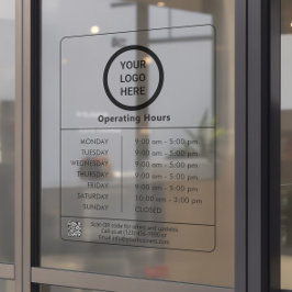 Vinilos Para Cristales Código QR del logotipo minimalista Horario de aper