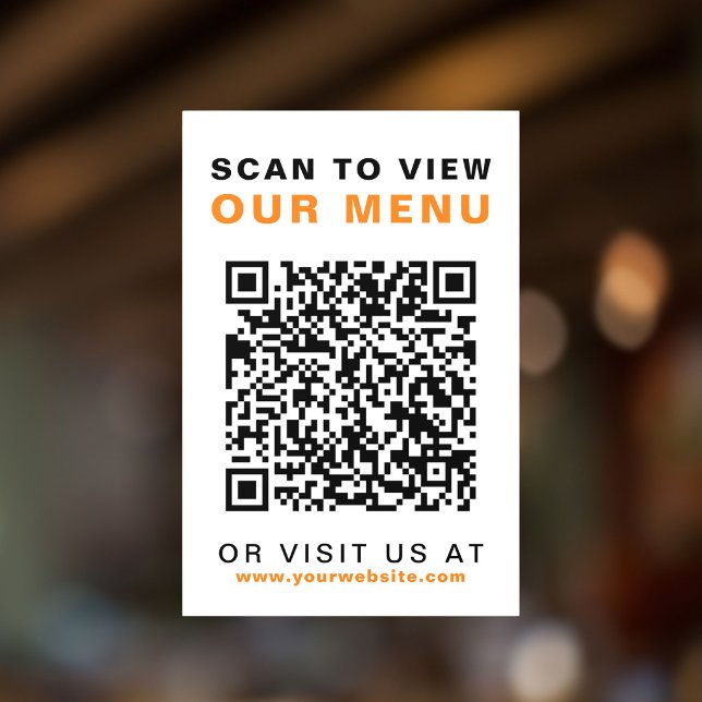 Vinilos Para Cristales Código QR del menú Restaurante Café (Menu QR Code Restaurant Cafe Window Cling)