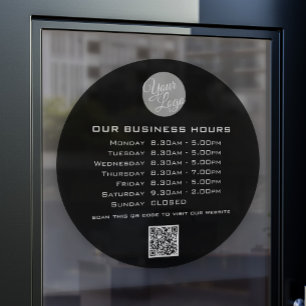 Vinilos Para Cristales Código QR del texto de su logotipo Horario de aper