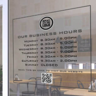 Vinilos Para Cristales Código QR del texto de su logotipo Horario de aper