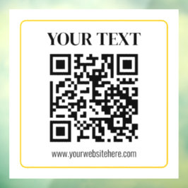 Vinilos Para Cristales Código QR editable y texto con borde de oro amaril