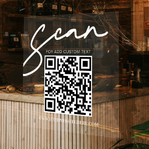 Vinilos Para Cristales Código QR Empresarial Minimalista Blanco Transpare