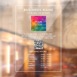 Vinilos Para Cristales Código QR grande del logotipo de la empresa con ho