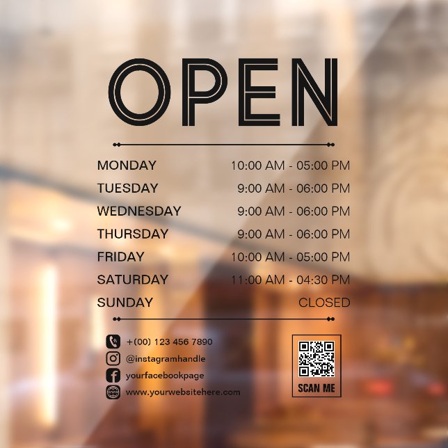 Vinilos Para Cristales Código Qr Horas de apertura prácticas de limpieza  (Hoja 2)