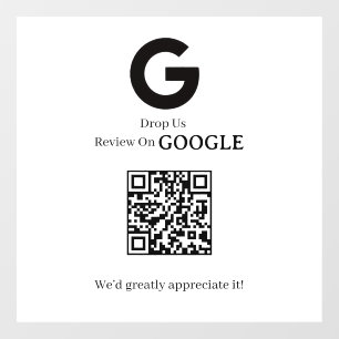 Vinilos Para Cristales Código QR Letrero de reseñas de Google para nego