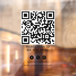 Vinilos Para Cristales Código QR Logo del Menú Negro Cafetería Moderna si